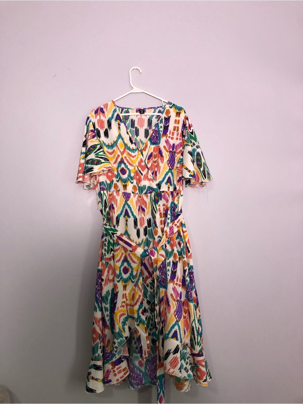 SHEIN Multicolor Ikat Print Dress with Purple Accents